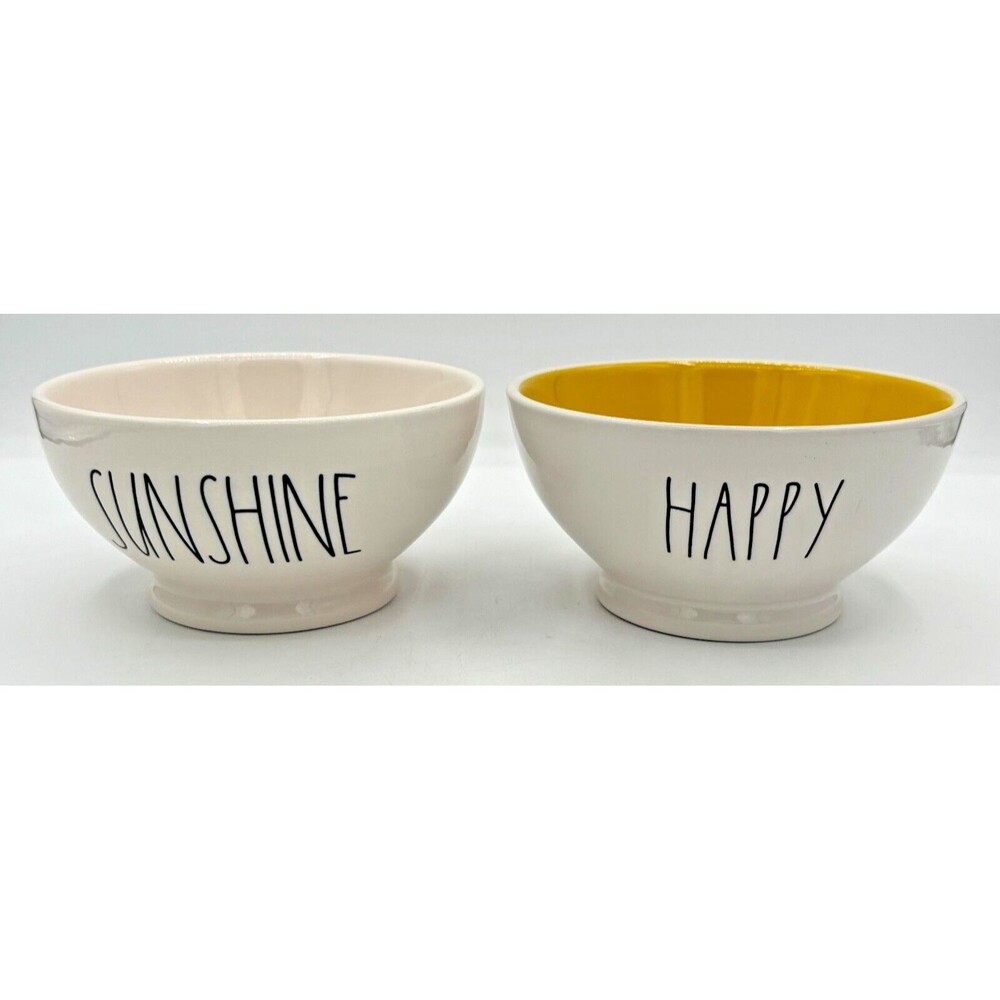 Rae Dunn‎ Dessert Snack Bowl Happy Sunshine Magenta Artisan Collection Set of 2
